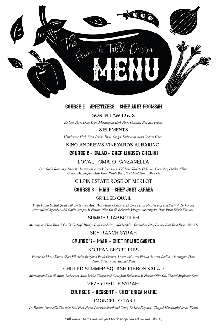 2019 Farm To Table Menu 